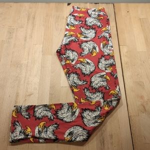 LuLaRoe red eagle leggings OS